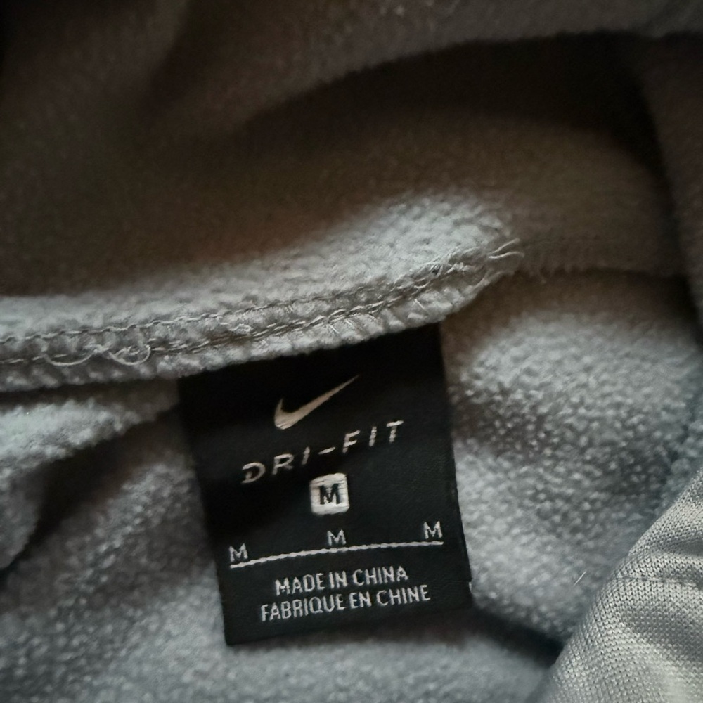 Grey dri fit men’s athletic Nike hoodie with white accents. - Picture 5 of 5